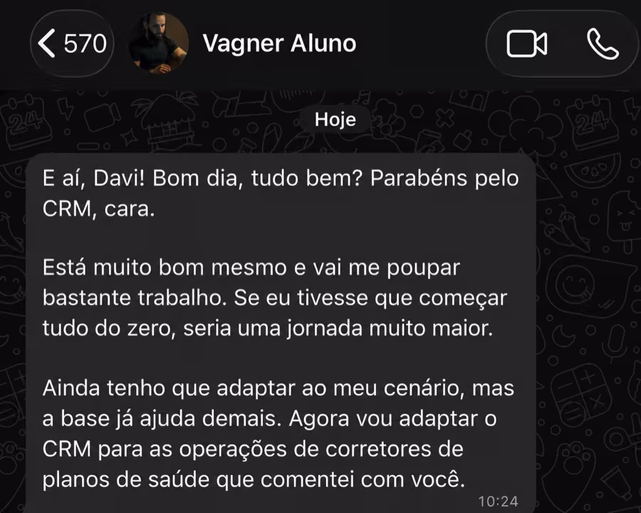 Depoimento do aluno Vagner sobre o CRM